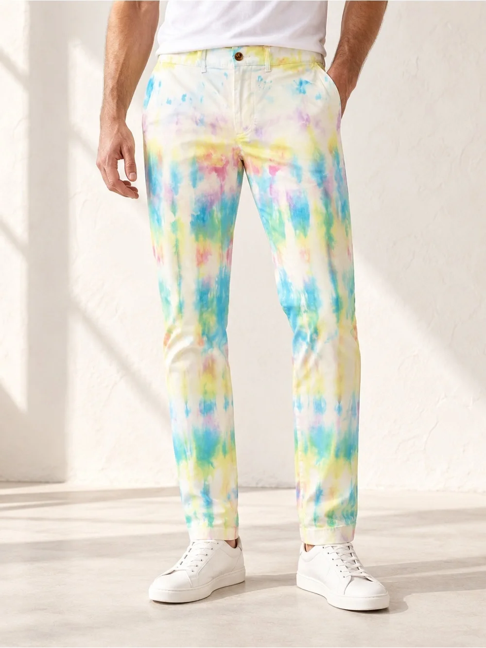 J.Crew Mens 32x34 Slim Fit Flex Chino Pants Pastel Tie Dye Watercolor Stretch